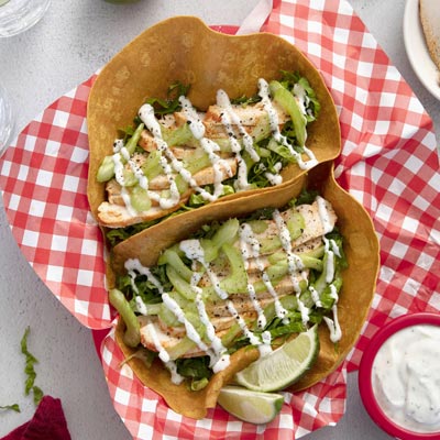 Buffalo chicken wrap revealing spicy chicken