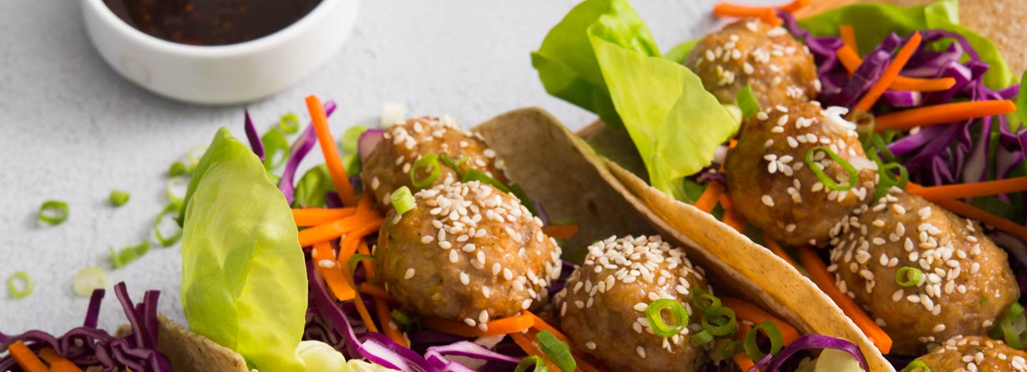chicken teriyaki meatball wraps