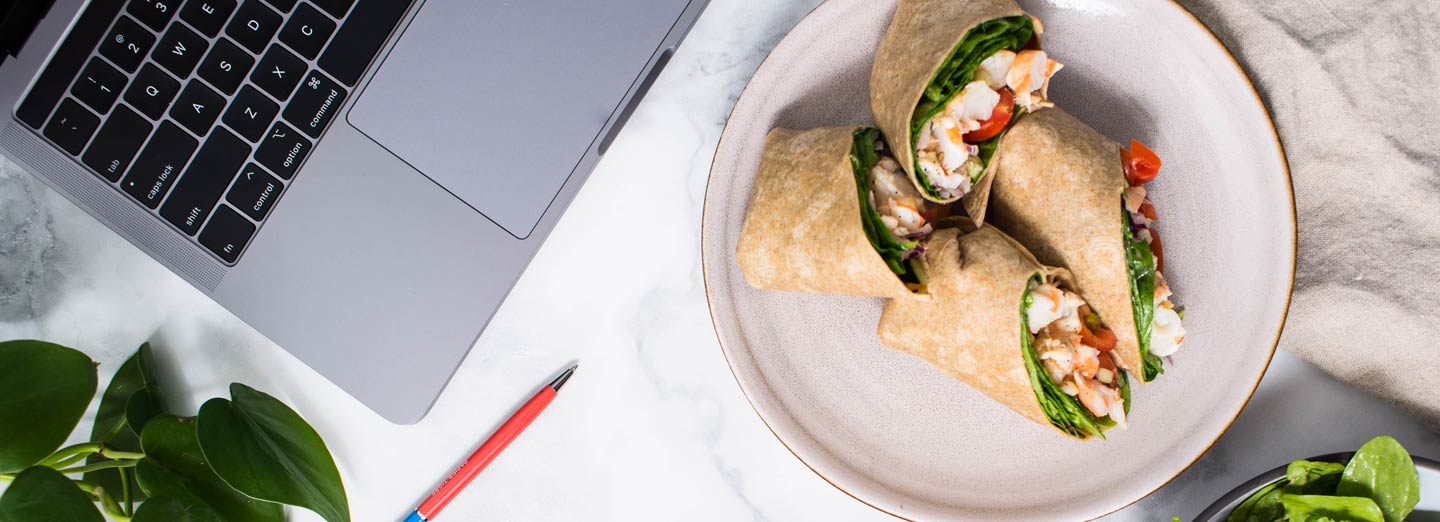 Lemon and garlic shrimp salad wrap