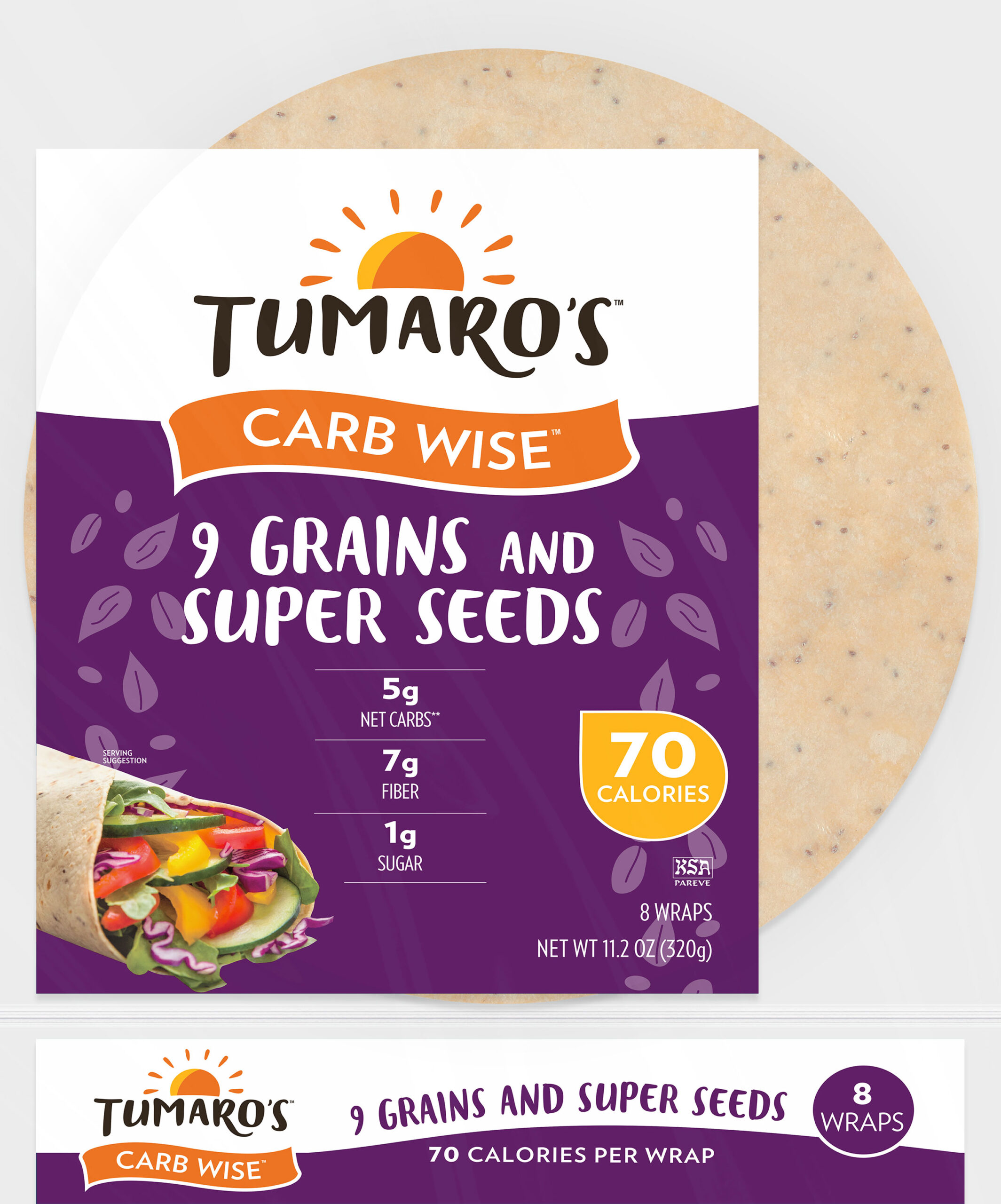 9 Grains and Super Seeds Carb Wise™ Wraps front packaging