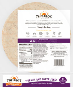 9 Grains and Super Seeds Carb Wise™ Wraps back packaging