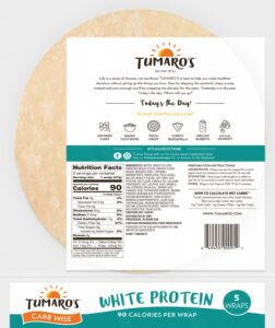 White Protein Carb Wise™ Wraps back packaging