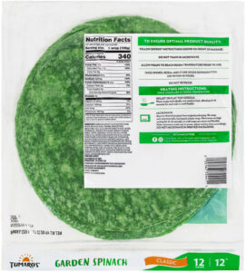 Garden Spinach Carb Wise™ Wraps back packaging
