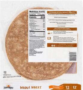 Whole Wheat Carb Wise™ Wraps back packaging